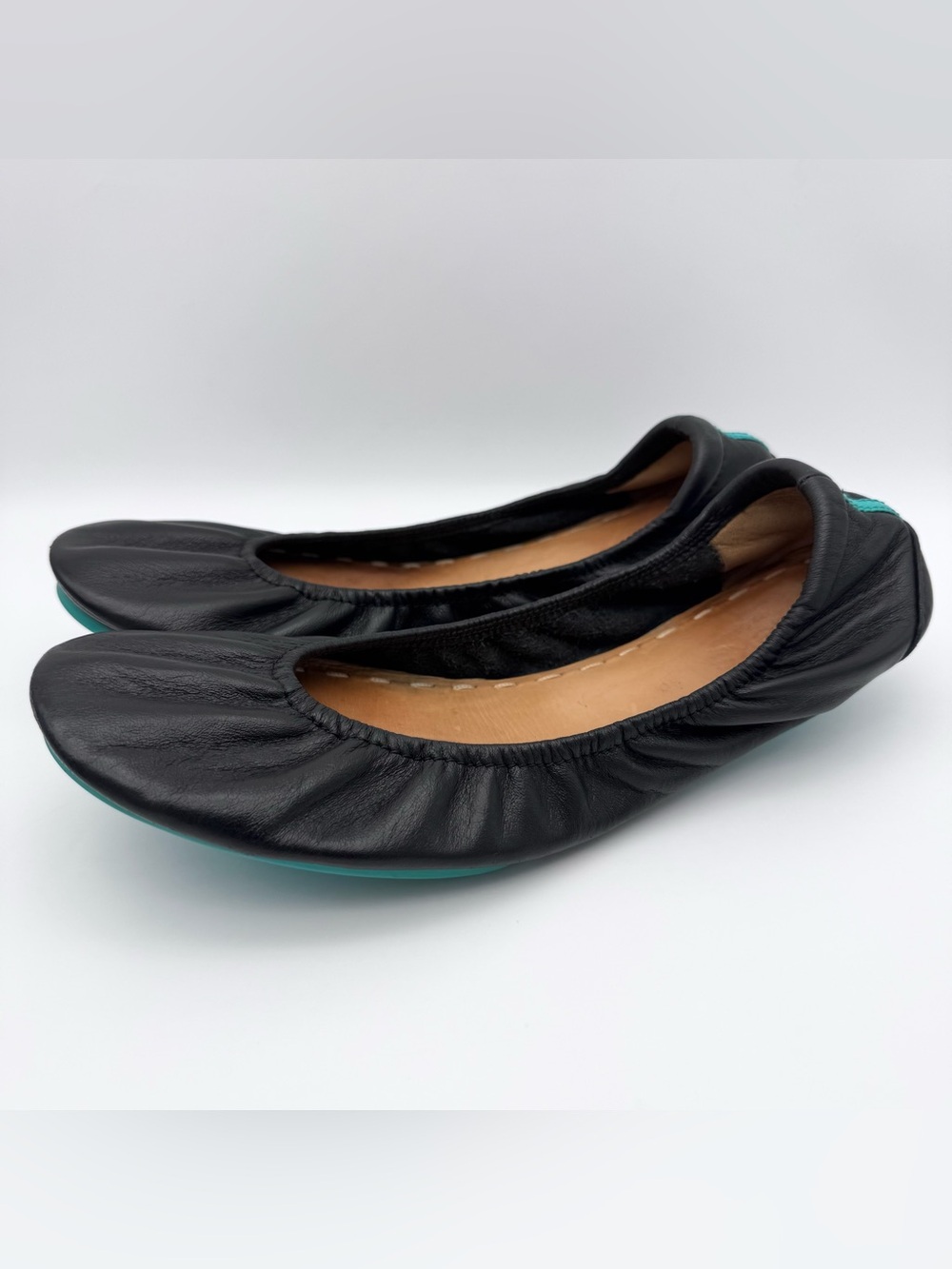 Tieks by Gavrieli Matte Black Leather Foldable Ballet Flats Women's Size 10